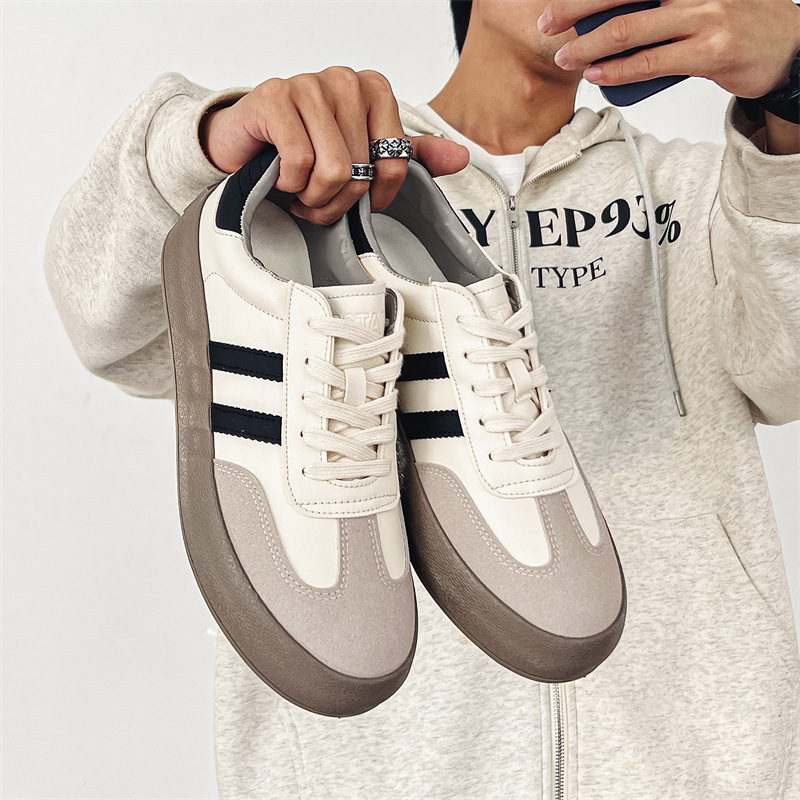 Retro Moral Training White Shoes Low-Top Mens Autum Thick-Soled Mens Shoes Versatile Casual Ins Student Trendy Shoes 7957