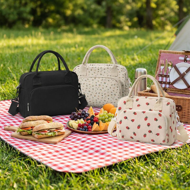 Multifunctional Lunch Bag, Casual and Versatile Oxford Cloth Handbag, Fashionable Solid Color, Simple Lunch Box for Office Workers