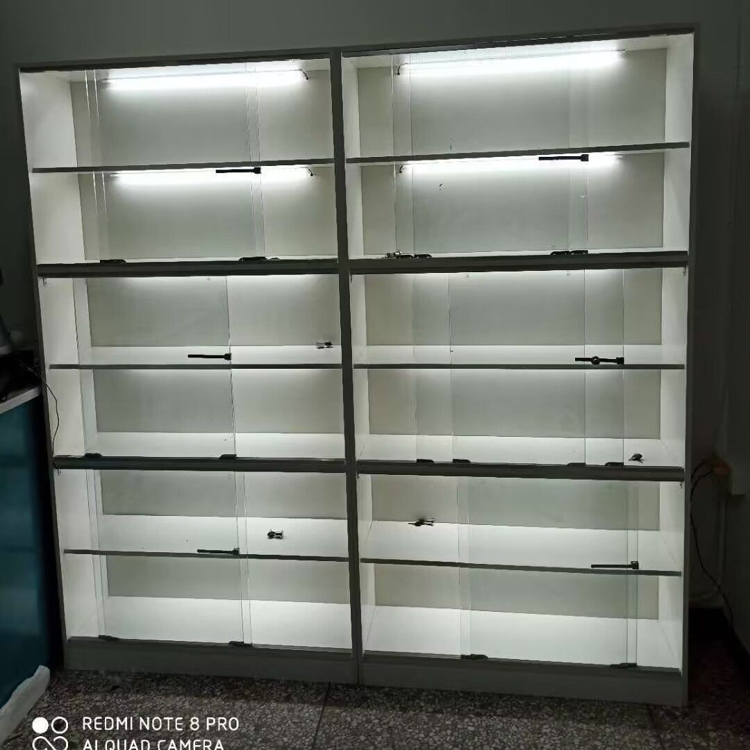 产品展示柜透明玻璃门带锁礼品模型化妆品置物架美容美甲货架带灯