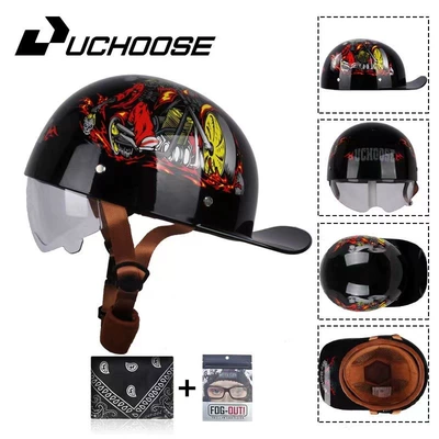 Motorcycle Safety Supplies — for Motorcycles, Men's Scooter Helmet - black-motorcycle-transparent-mirror-s