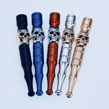 跨境厂家直销镂空骷髅装饰大号长烟嘴 吸嘴 装饰烟斗 One Hitter