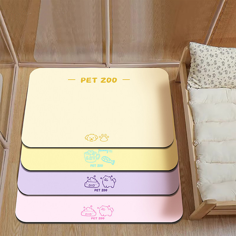 Simple Solid Color Absorbent Pet Feeding Mat for Cats and Dogs, Diatomaceous Earth Splash-Proof and Non-Slip Feeding Mat, Ready for Shipping