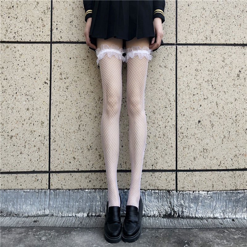 Solid Color Sexy Stockings Sexy Fishnet Stockings Bow Black Stockings Women Summer Thin Stockings Lace Over The Knee Socks display picture 1