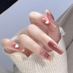 Summer Manicure Ice Blush Wearable Nails Sweet Ice Pomelo Color Love Milky White Nail Art Pieces Fake Nails Finished Products Wholesale