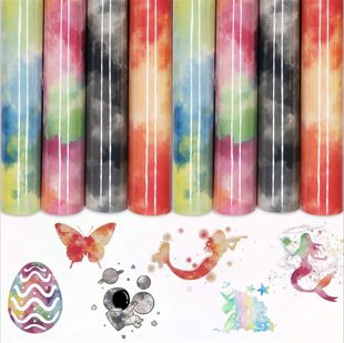 Amazon PU tie dye htv lettering film color cloud heat transfer film 12 inch * 10 inch Vinyl Hot Stamping film