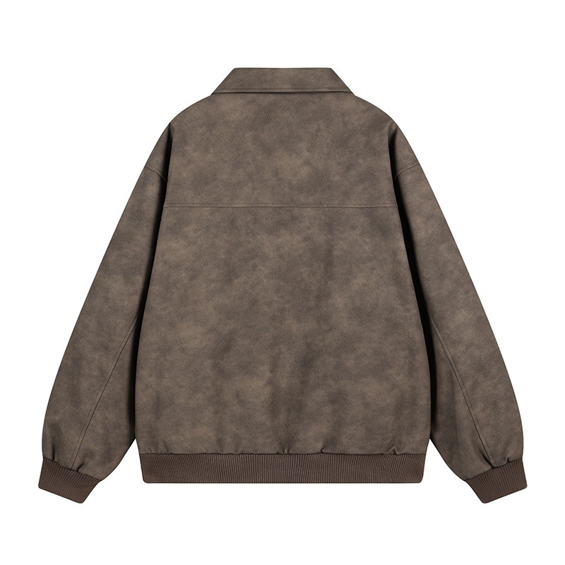 Hombres y mujeres 2024 nuevo estilo americano temperamento retro texturas chaqueta de solapa atada teñida tendencia chaqueta de chaqueta de chaqueta
