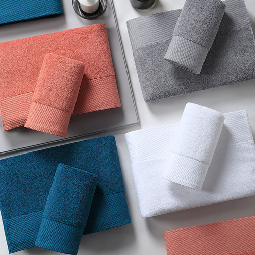 Pure cotton large bath towel 90*180 towel 40*80 thickened hotel beauty salon club towel set with embroidered logo