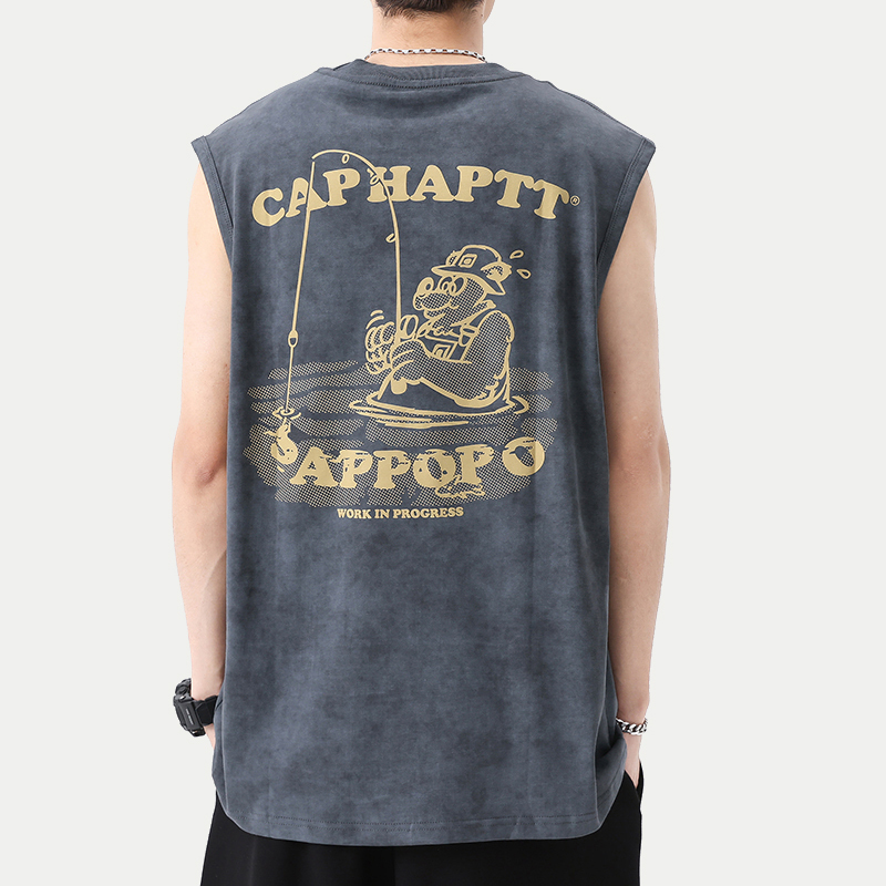 Men's Summer Sports Vest Trendy Brand Heavyweight Sleeveless Gym Tank Top 2026 New Style T-Shirt