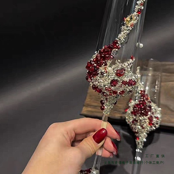 碎钻结婚敬酒杯diy一对高脚杯材料包手工新娘礼物结婚礼物婚庆用|undefined