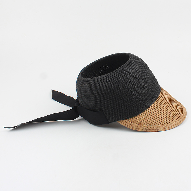 Fashion Contrast Color Bow Empty Top Straw Hat display picture 3