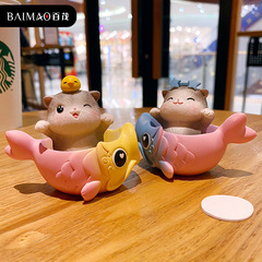 可愛招財喵妮卡擺件粉色搖頭創意車內飾品時尚車載裝飾禮品批發