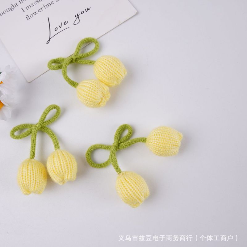 毛线郁金香配件花朵钥匙扣包包服饰发饰绑绳挂饰辅料配饰樱桃挂件|undefined