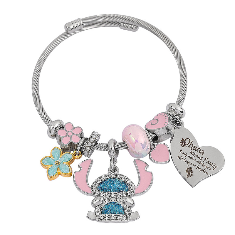 Cross-border best-selling cartoon anime cute Stitch bracelet, fashionable and creative, charming women's zinc alloy beaded jewelry Cross-border best-selling cartoon anime cute Stitch bracelet, fashionable and creative, charming women's zinc alloy beaded jewelry
