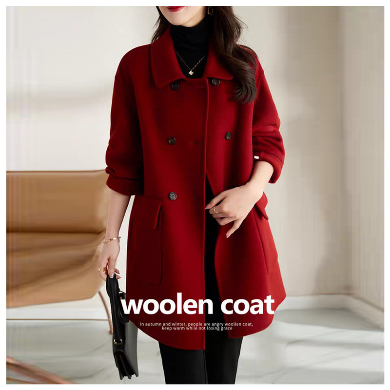 Light Luxury and Elegant Wool Trench Coat, Autumn and Winter Waist-Cinching Slimming Women's Clothing, 2026 New Double-Sided Wool Coat, Zero Cashmere