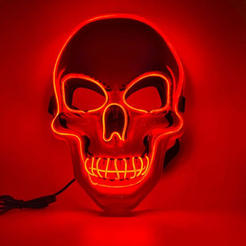 PVC white skull mask led mask Halloween luminous mask EL cold light mask gift luminous mask