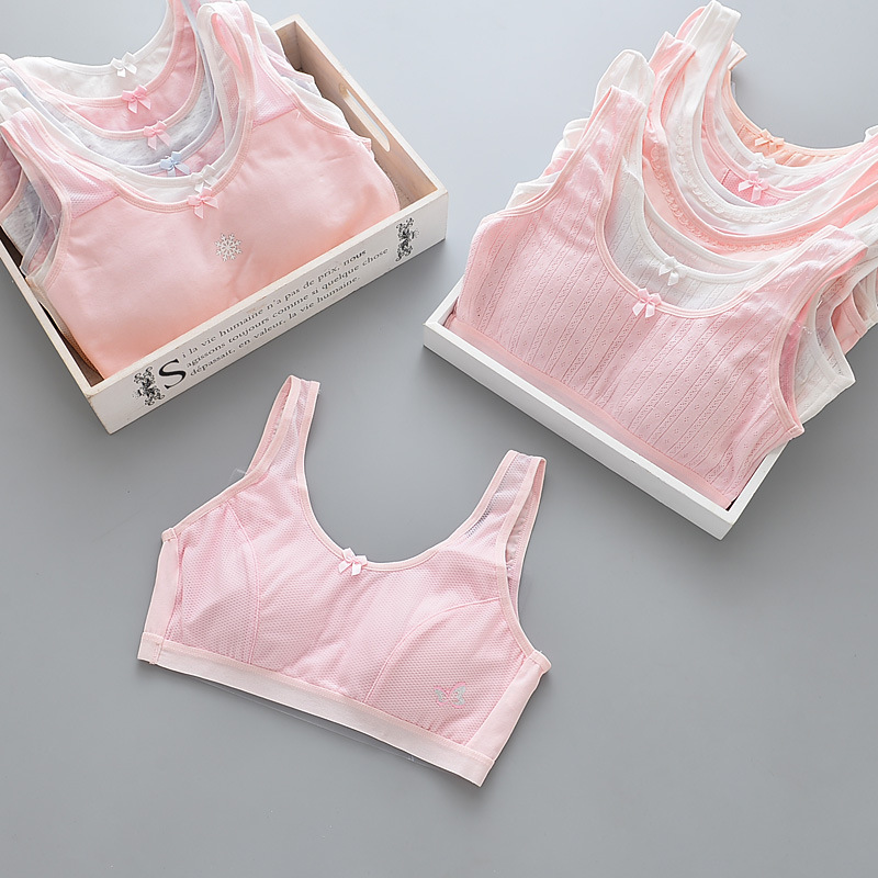 Ice and Snow blossoming girl bra modal big children underwear base vest pure cotton development period Junior High School High School students seamless
