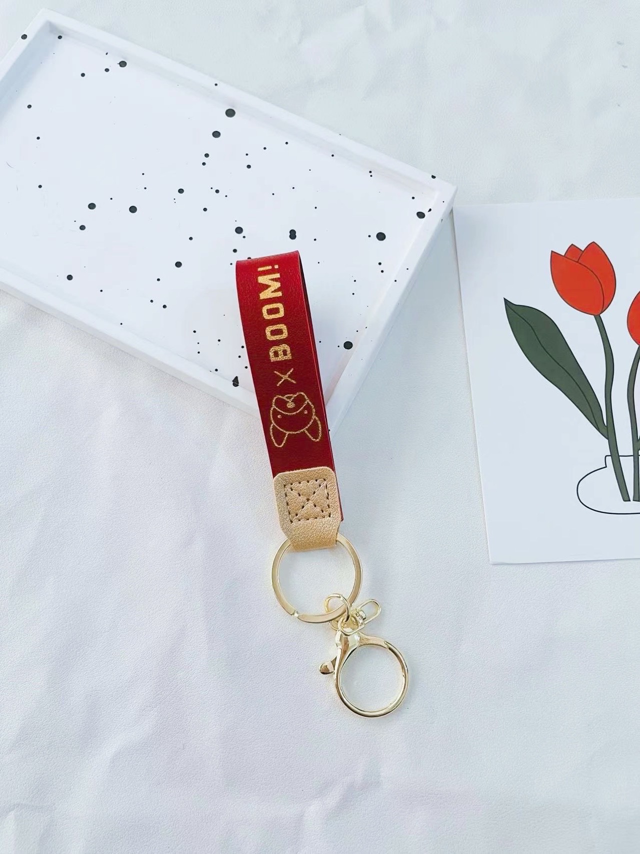 프렌치불독 가죽로프-버건디