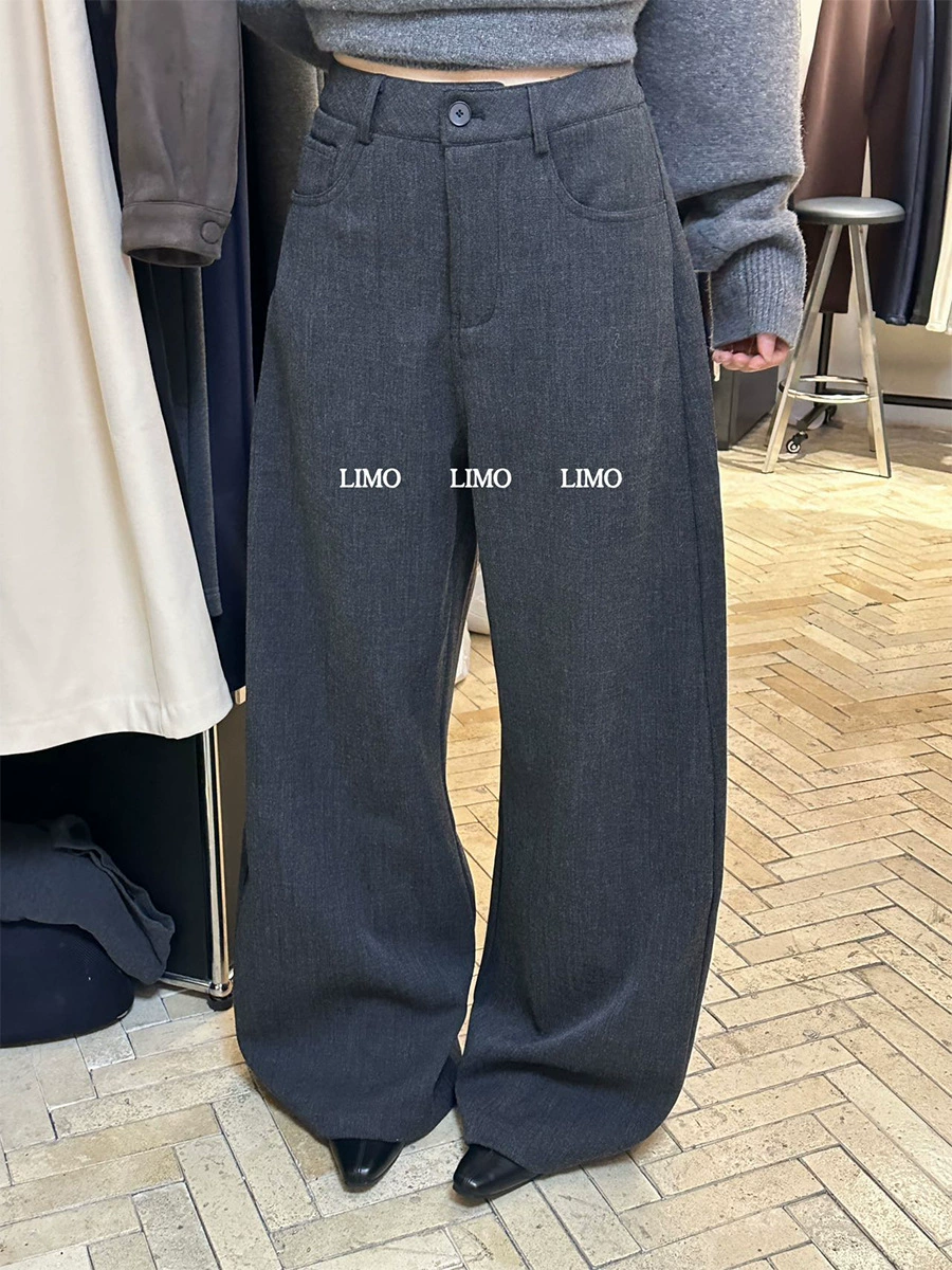 LIMO Fleece демисезонные брюки для отдыха, костюм, оверсайз, высокая талия, свободный свободный крой, приталенные