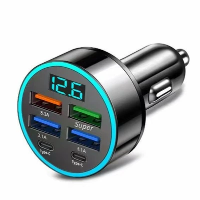 Car charger super fast charging Mobil şarj cihazları - 6-port-super31a2tpyec-digital-display-super-fast-charging-bagged
