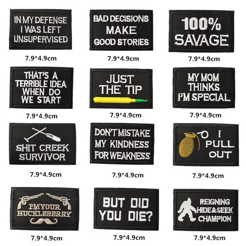 Computer embroidered logo English letter patches for clothing epaulettes rectangular armbands embroidered cloth patches accessories appliques