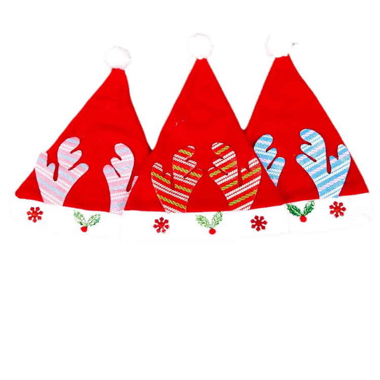 Suministros de decoración navideña sombrero cepillado sombrero de Navidad patrón de los niños sombrero de asta al por mayor fábrica al por mayor