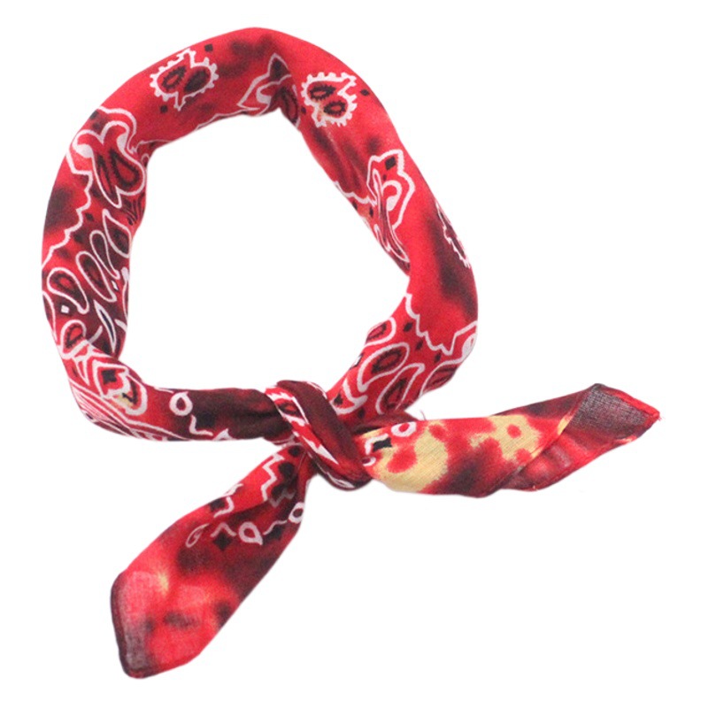 European and American Printed Cotton Square Scarf West Coast Outdoor Cycling Reactive Printing and Dyeing Street Dance Double Cashew Square Scarf Hip-Hop Headscarf