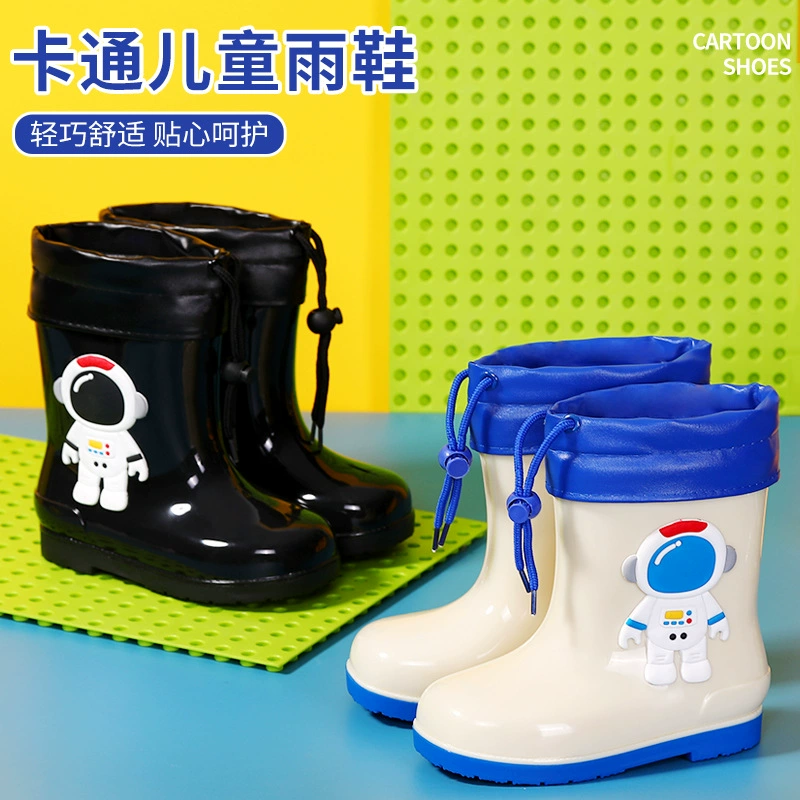 Детские дождевые туфли плюс бархатные мальчики детские нескользящие дождевые сапоги для девочек студенческие детские водяные туфли водонепроницаемые детские резиновые туфли