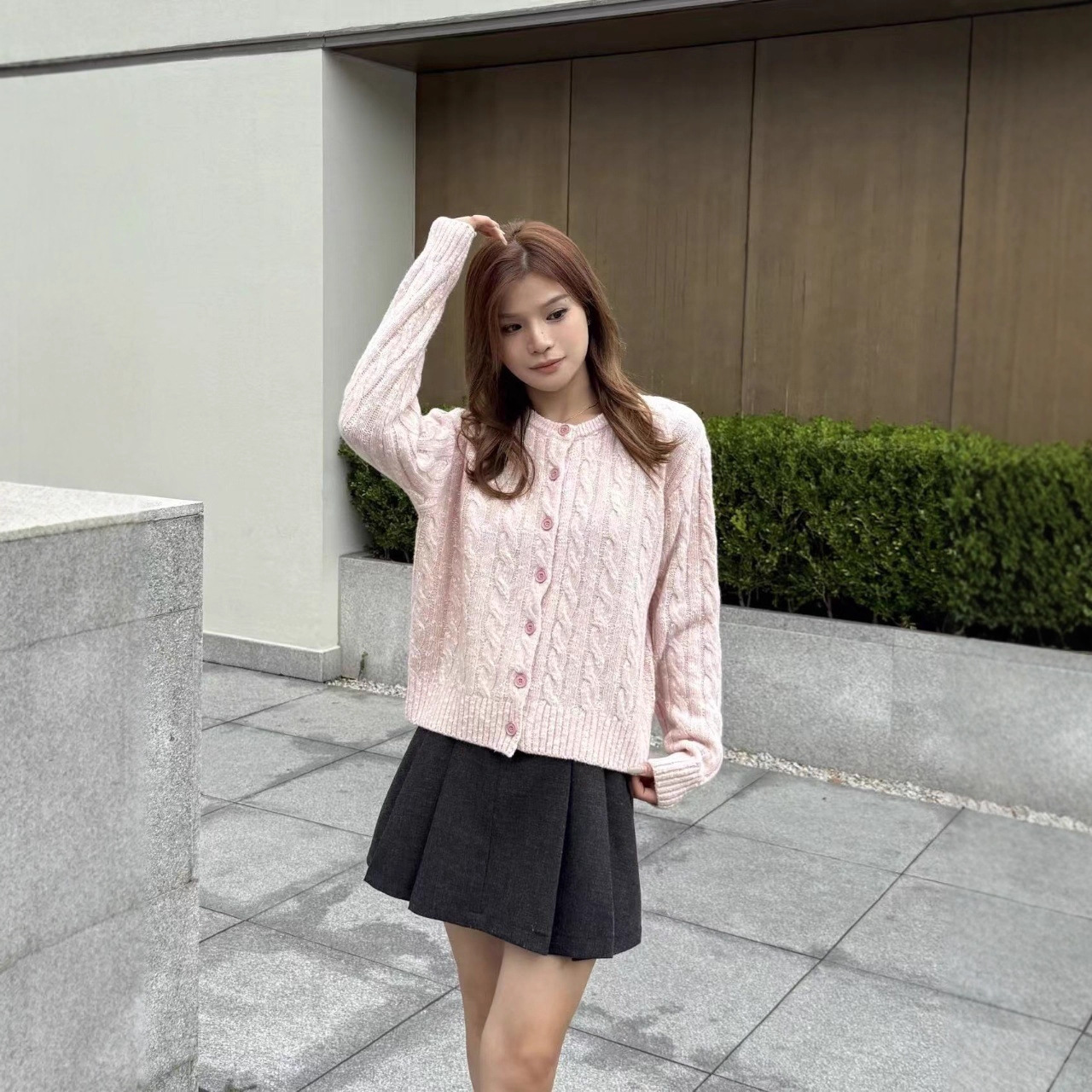 邓肯羊绒棉扣子开衫