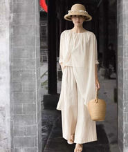 原创设计师品牌栀子花开棉麻休闲大码女装连衣裙上衣多种款式批发