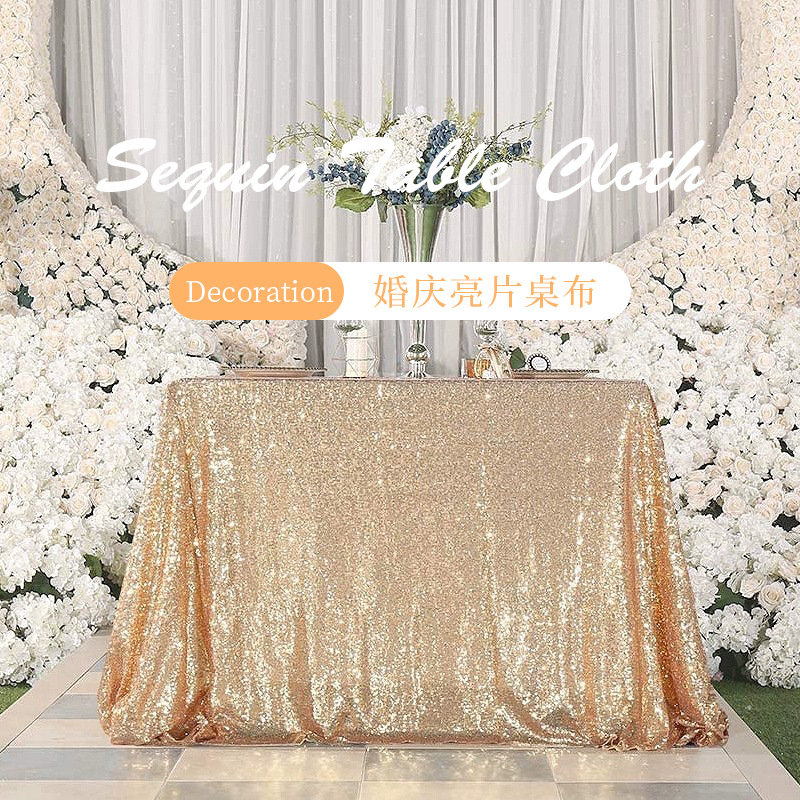Cross-Border Nordic American Hotel Wedding Banquet Christmas Decoration Noble Sequin Wafer Tablecloth Round Table Long Table Cover