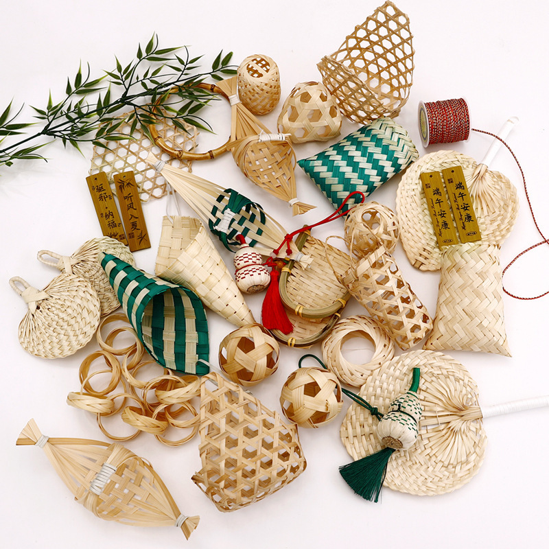 [New Products for Dragon Boat Festival] Bamboo Weaving Collection Series Handmade Woven Door Hanging Accessories DIY Floral Materials Wholesale