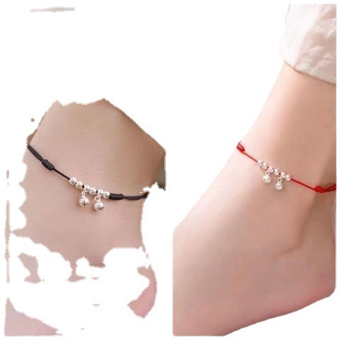 s925 silver bell red rope bracelet for men and women in their zodiac year braided peace bracelet bestie couple student gift anklet