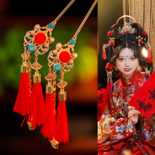 古风小财神喜庆发簪红色流苏穗子拜年头饰新年古风汉服百搭发饰品