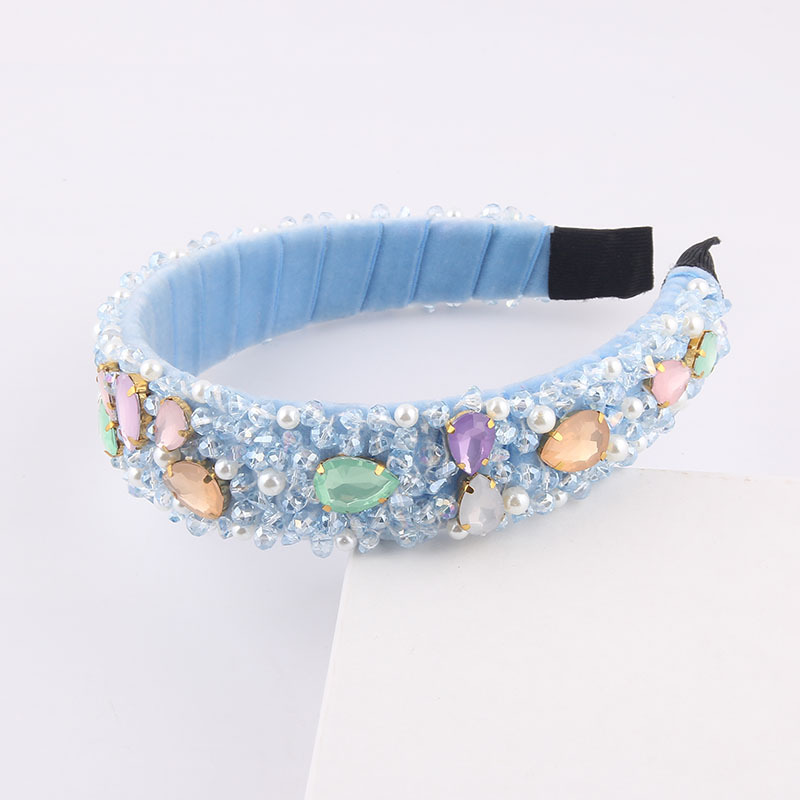 Fashion Flannelette Pearl Crystal Inlaid Rhinestone Headband display picture 7