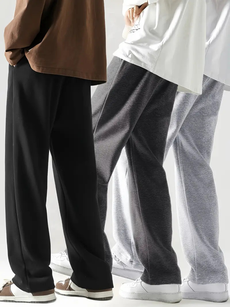 ​Men's Straight-Leg Pants – Vintage-Inspired Polyester Trousers With Adjustable Drawstring (Unisex Streetwear Style)​_viptrois.com