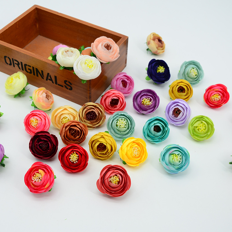 Artificial Silk Camellia Bud Flower with Leaves, Camellia Rose Bud Hairpin, Hanfu Style Round Fan, Sugar Box Gift Box Accessories