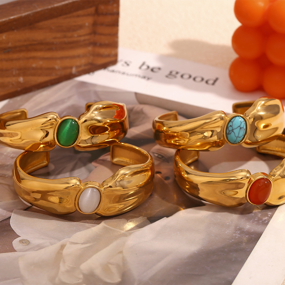 Asymmetrical Stainless Steel Open Bracelet