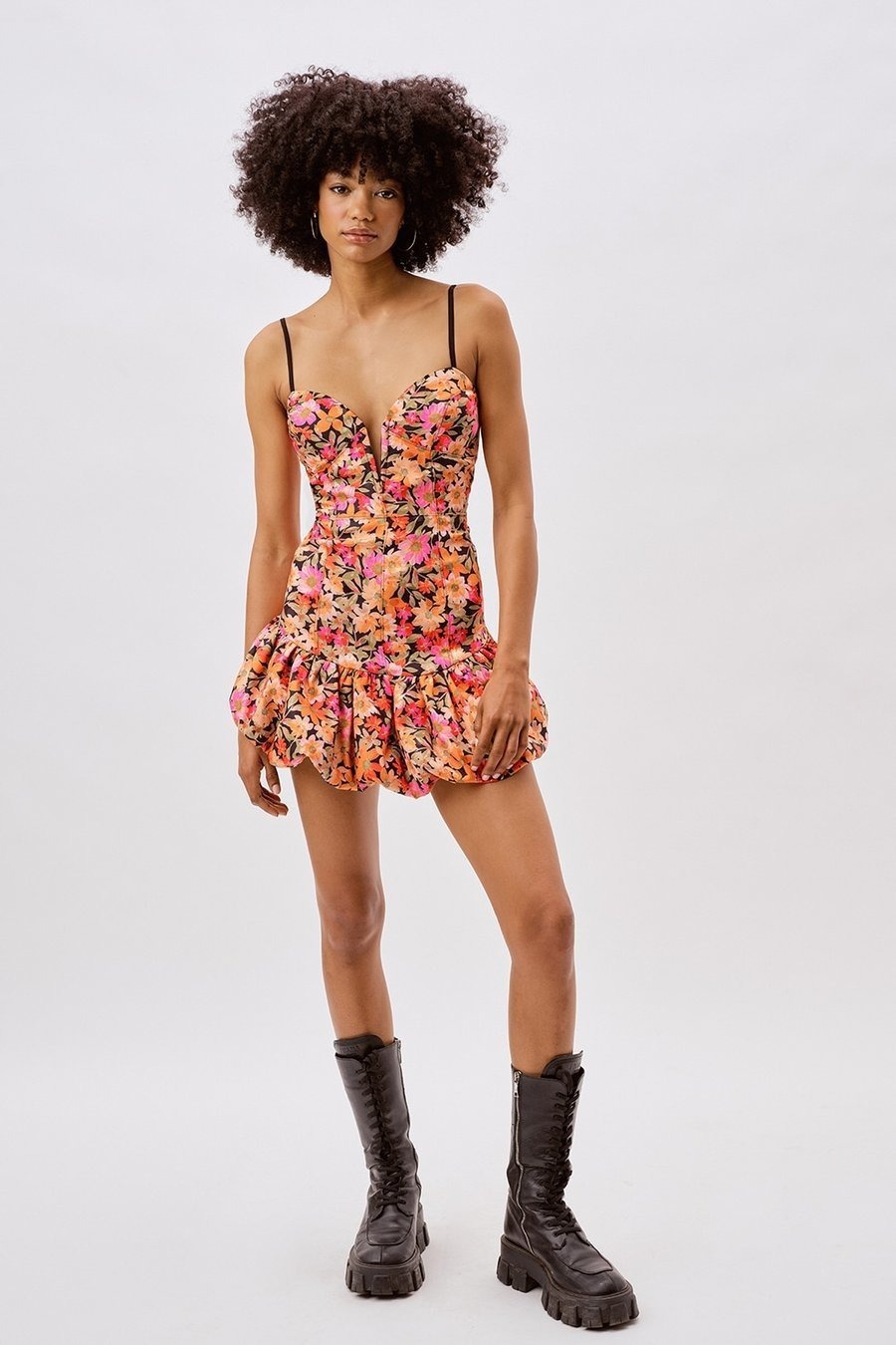 tropical print jacquard slip mini dress NSXDX117524