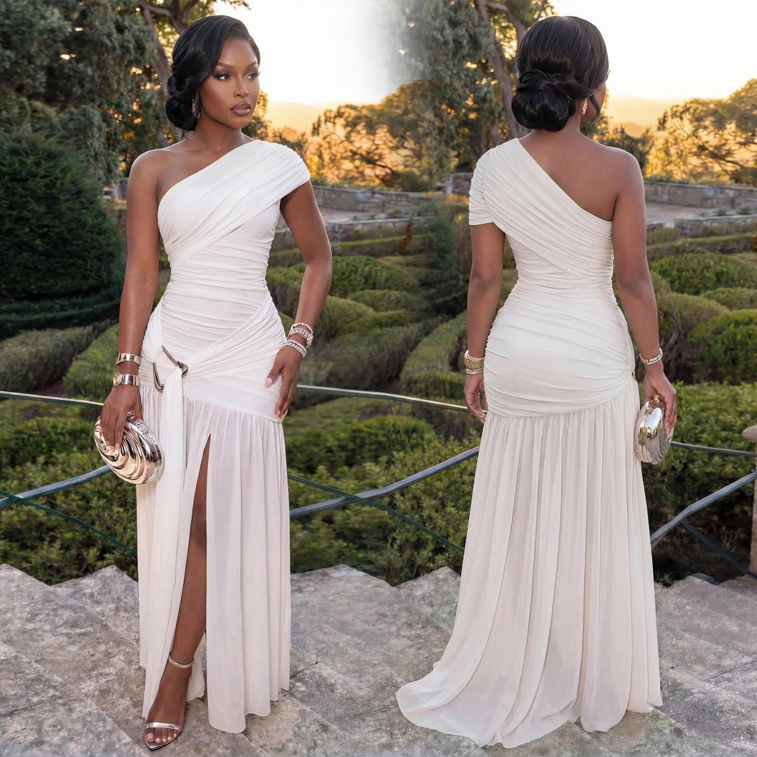 Modisches Damen Kleid Mit Asymmetrischem Ausschnitt Sexy_voghion.com