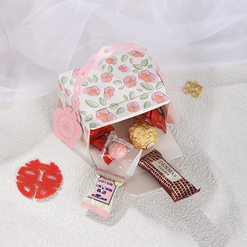 Gift Box Floral Handheld, Small & Large with Hanging Card, Red/Pink Flowers, Compact Sizes