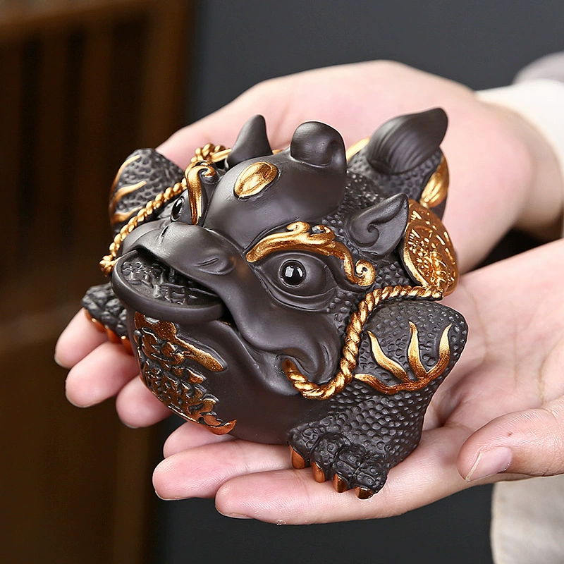 Purple Shark Winning Golden Toad Tea Pet Ornaments Premium Handmade Tea Play Tea Table Tea Table Toad Pet Tea Set Accessories