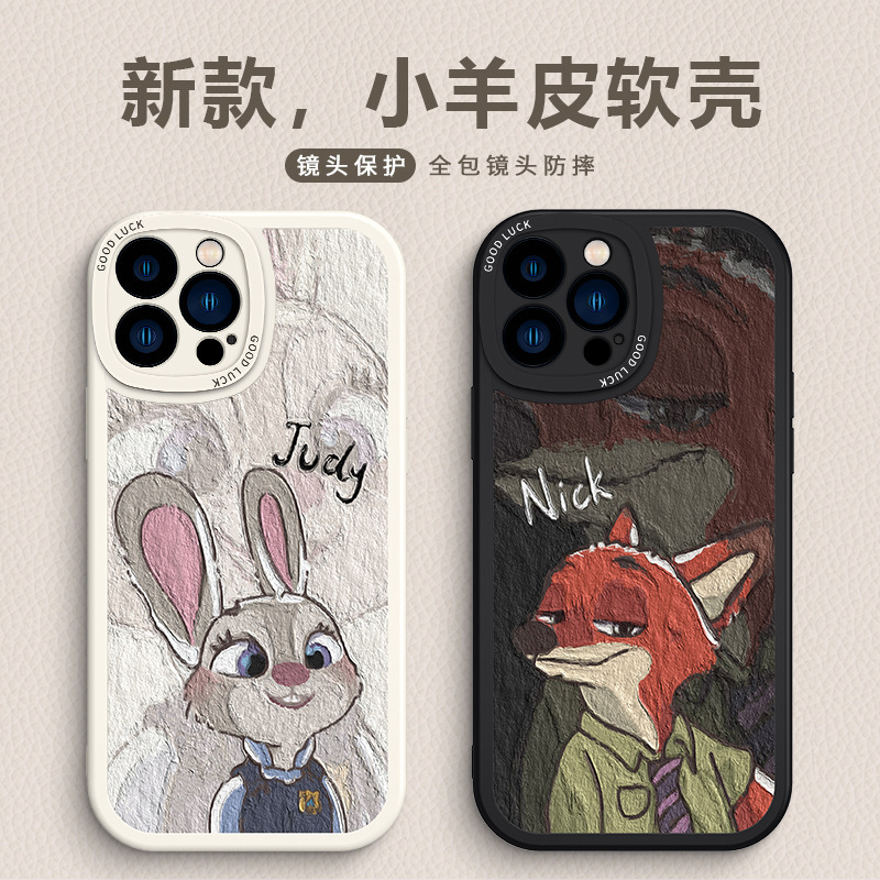 Judy Nick Apple 17 Mobile Phone Case Personalized Couple Rabbit Iphone16Promax All-Inclusive 13 Soft Silicone 14