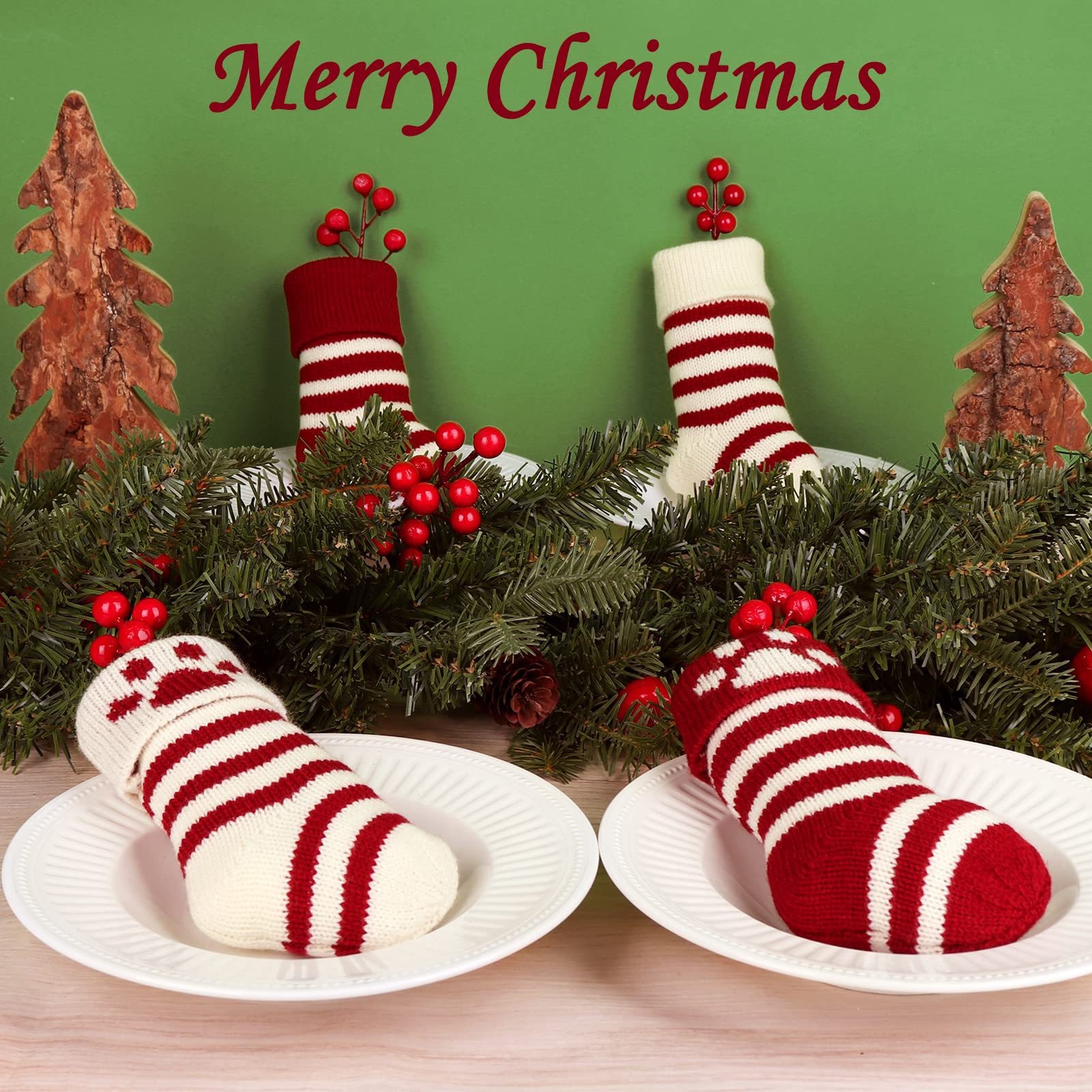 Navidad calcetines de punto bolsas de regalo pequeñas mascotas gatos y perros calcetines de Navidad decoración dulces de punto lana regalo gato y perro