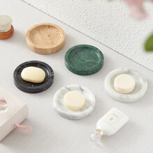 意式雅致天然大理石皂碟 简约风大理石杯托 洗漱台轻奢高档收纳盘