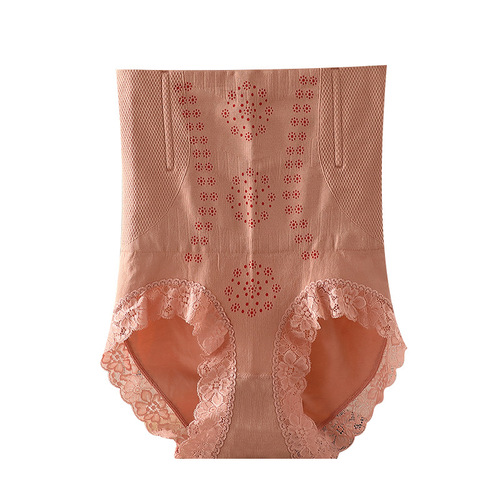 Powerful women's underwear high-waisted postpartum tummy-tightening butt lifting body-shaping briefs lace edge waistband tummy pure cotton crotch