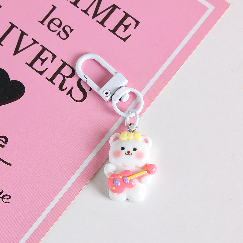 Lindo bolsa de conejito kindergarten adornos resina oso llavero colgante estudiante mochila pequeños regalos