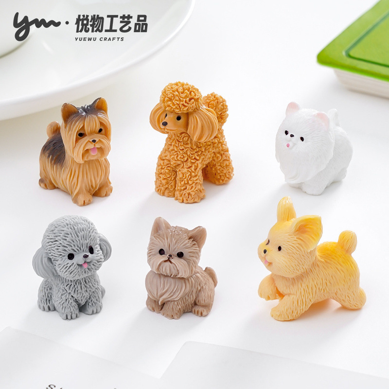 Cute Teddy Poodle Puppy Doll DIY Decoration Accessories Desktop Ornaments