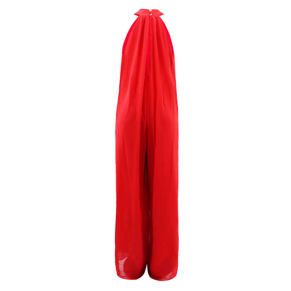 350g Weight Full Length Pants Length Polyester, Chiffon Fabric Type Mid Waist Waist Line Jumpsuits Pants Type Inelastic Elasticity Holiday, Family Gathering, Tea Party Occasion Loose Fit Type Solid Color Pattern Summer, Spring Season Women's Gender Simple Style, Classic Style Style Women's Holiday Family Gathering Tea Party Simple Style Classic Style Solid Color Full Length Jumpsuits 34