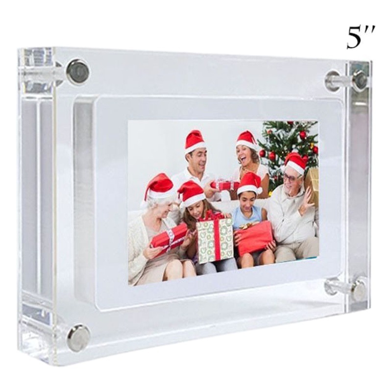 Horizontal 5 pulgadas acrílico HD marco de fotos digital pareja boda foto digital Marco de Fotos decoración regalo de vacaciones