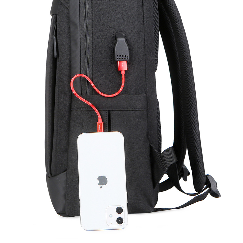 Mochila contraste de color a juego textura USB agujero de carga de los hombres mochila de negocios multi-compartimento mochila de la computadora al por mayor